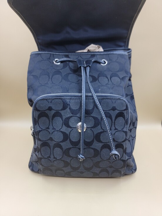 Coach Black Logo Canvas Backpack Leather Trim & Buckle Accent Womens K2K 6080 main image 9